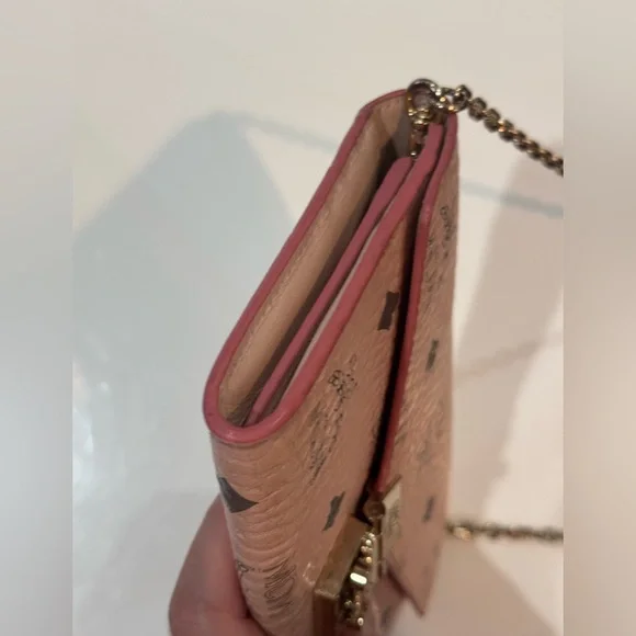 **SOLD**MCM PINK FLAP WALLET WITH CROSSBODY CHAIN - Picture 8 of 10